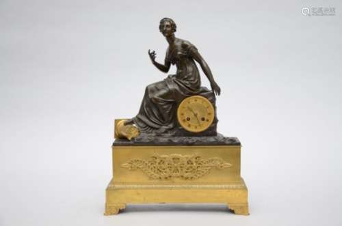 Empire clock in bronze 'lady' (*) (11x36x50cm)