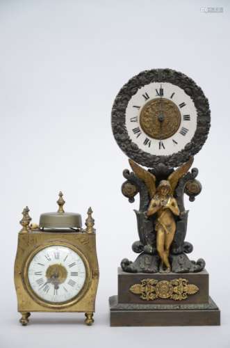 Lot: Charles X clock + alarm clock by Le Roy ‡ Paris (*) (35cm)
