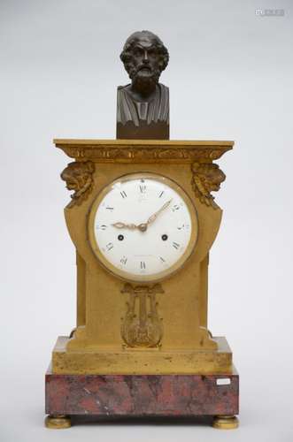 Empire clock in gilt bronze 'Homer', LÈpine (16x28x60cm)