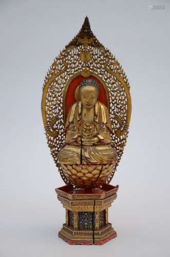Gilt wooden Buddha on a base (*) (48cm)