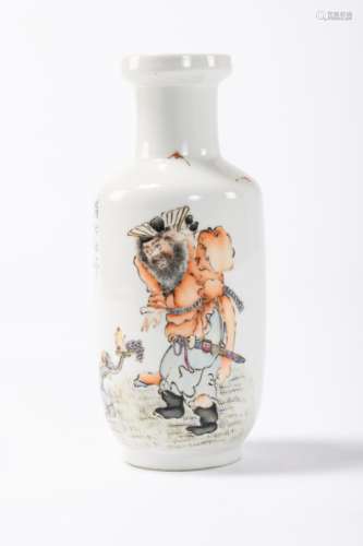 Vase in Chinese porcelain 'Zhong Kui', signed (*) (25cm)