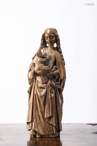 Wooden sculpture 'Madonna and Child', Mechelen around 1500 (32cm)