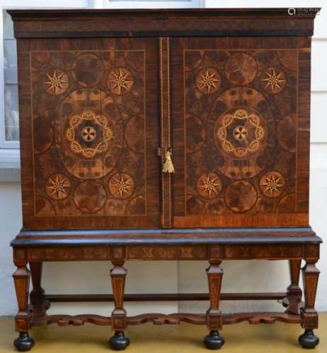 Large cabinet with inlaywork, Dutch 18th century (63x190x206cm)