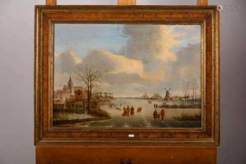Delcampo: painting o/c 'Dutch winter landscape' (42x60cm)