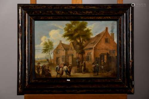 Anonymous (17th century): painting (o/p) 'village scene' (*) (42x59cm)