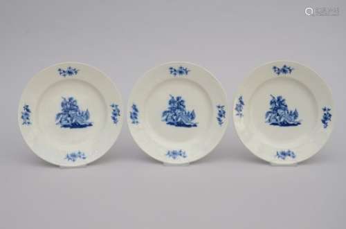 Three plates in Tournai porcelain 'Saint Michel', 18th century (24cm)