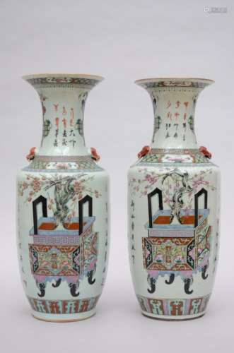 An assembled pair of Chinese vases 'antiquities' (*) (58cm)