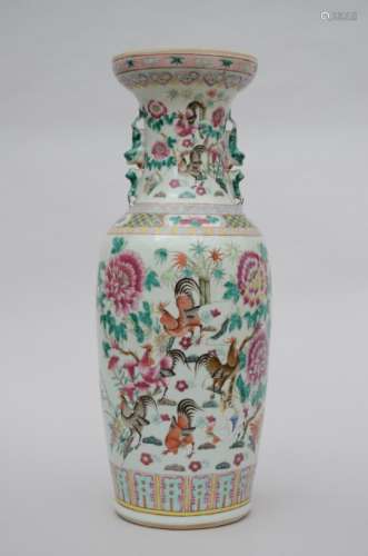 A large vase in Chinese famille rose porcelain 'birds' (*) (61cm)