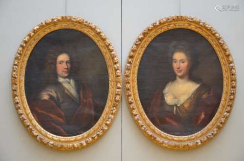 Anonymous (18th century): a pair of oval paintings (o/c) 'portraits' (68x86cm)