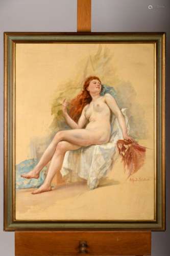 Alfred Stevens: painting (o/c) 'study of a nude' (73x92cm)