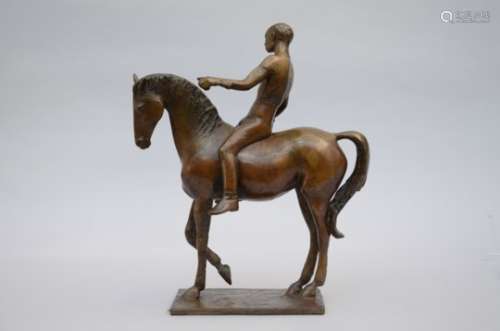 Bronze sculpture by David Backhouse 'horseman' (18x44x53cm)