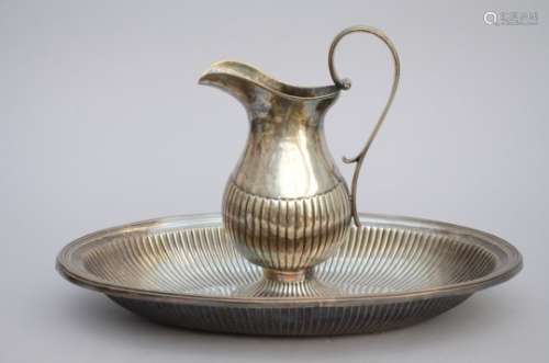 Ewer and basin in solid silver, Portugal (29cm)