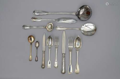 Part of a menu for 12 people in solid silver, Delheid