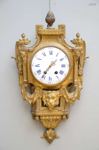 Louis XVI wall clock in gilt bronze, Richelet ‡ Paris 18th century (70cm)