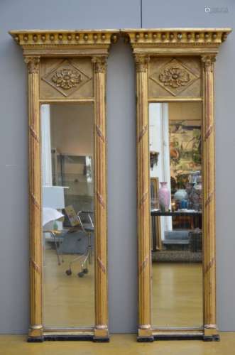 A pair of gilt wooden mirrors, 19iËme siËcle (*) (60x170cm)