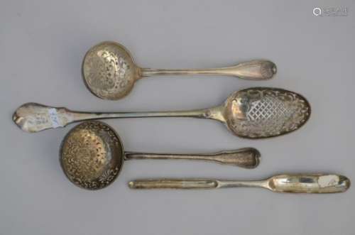 Lot: four silver sugar spoons