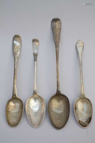 Lot: four large silver spoons, 18th century