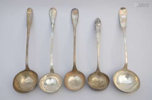 Lot: five silver spoons, 18th century