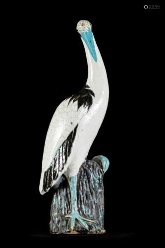 Large sculpture in Chinese porcelain 'crane', 18th century (*) (44cm)