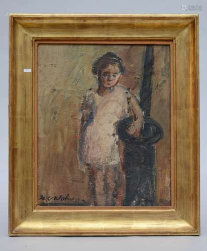 H. V. Wolvens: painting (o/c) 'girl' (46x38cm)