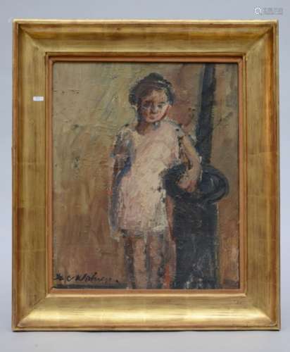 H. V. Wolvens: painting (o/c) 'girl' (46x38cm)