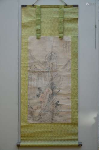 A large Chinese scroll 'landscape' (*) (66x132cm)