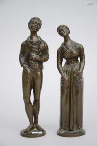 Pair of statues in bronze, 19th century (22cm)