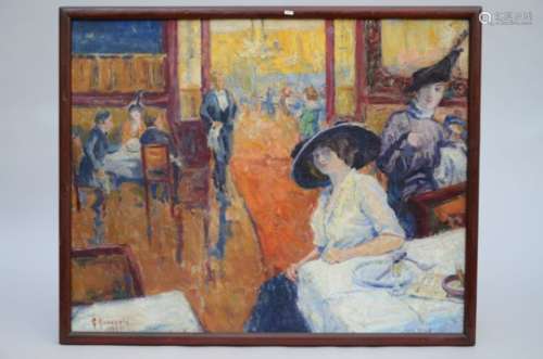 G. Bonneels (1913): painting (o/c) 'lady in a cafÈ' (93x74cm)