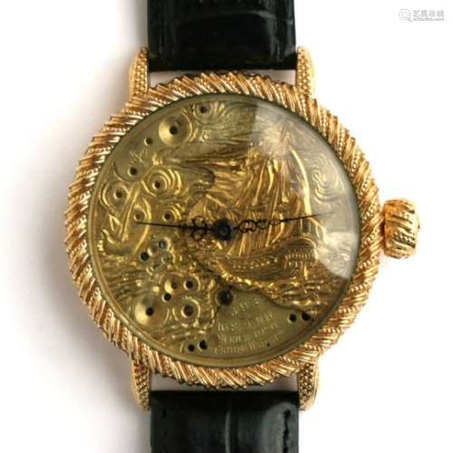 An unusual British Watch Company series 1920 gentleman's wristwatch, the dial decorated with a