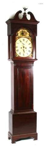 A 19th century mahogany cased longcase clock with 8-day movement, the arched painted dial with Roman