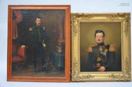 Lot: two paintings 'portraits of soldiers' (*) (39x47cm)