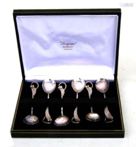 A set of six Australian silver Arts & Crafts style teaspoons by Sargison's, Hobart, Tasmania,