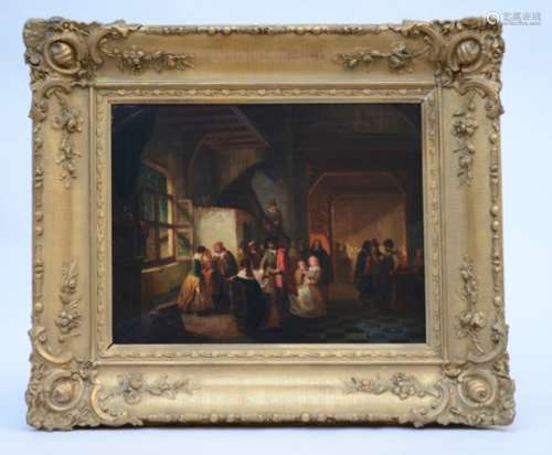H. Carpentero (1858): painting (o/p) 'scene of an inn' (50x39cm)
