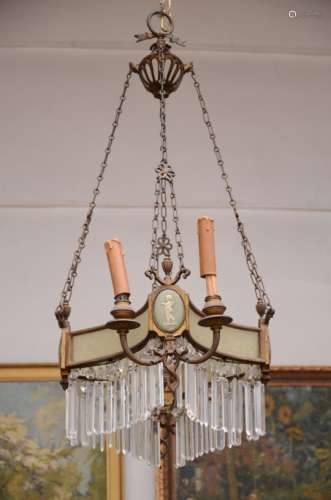 Chandelier in bronze with Wedgwood plaques (*) (70x68x40cm)