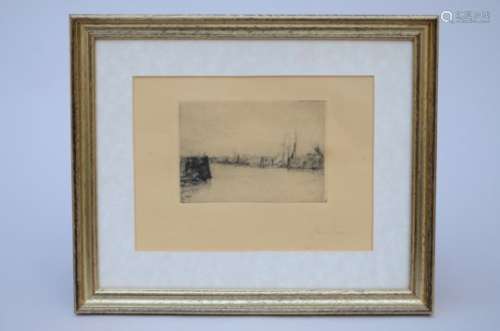 James Ensor: engraving 'the Ostend pier' (15x21cm)