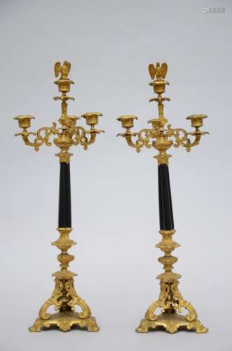 Pair of candlesticks in bronze, Napoleon III (62cm)