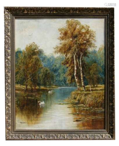 J Williams - Backwater of the Trent, near Gainsborough - signed and dated '97 lower left, oil on