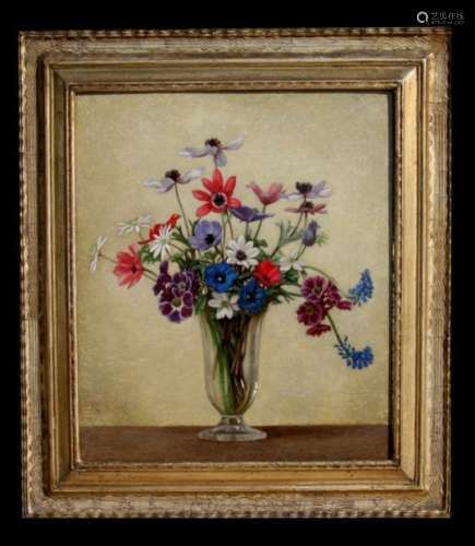 Harold Edward Conway (b1872) - Spring Flowers - still life of flowers, tempera on prepared board, in