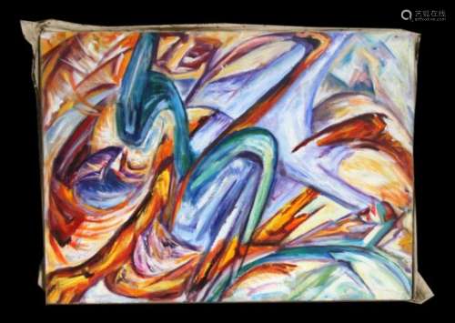 20th century school - Abstract Study of a Dragon - oil on canvas, unframed, 101 by 74cms (39.75 by