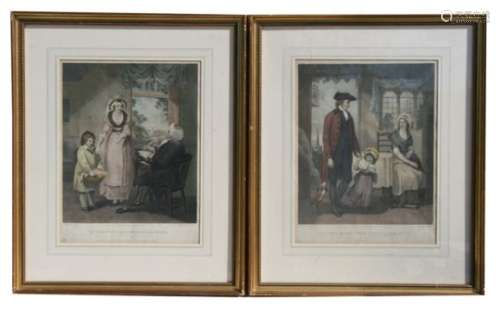 A pair of 18th century stipple engravings - The Vicar of the Parish Receiving his Tithes - and - The