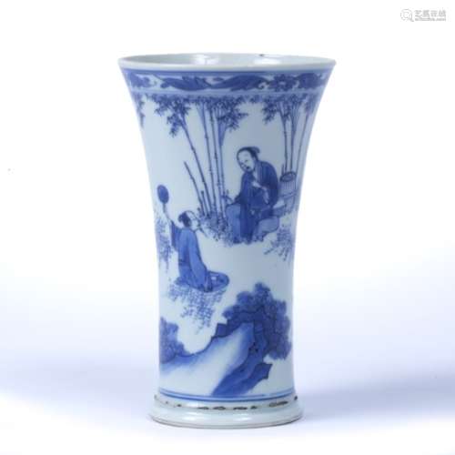 Jindezhen gu shaped sleeve vase Chinese, Transitional (1618-1683) painted with figures and