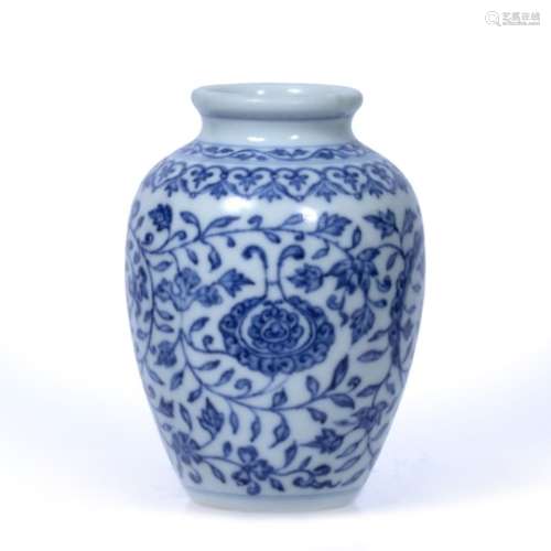Blue and white vase Chinese, 19th Century of inverted baluster form, decorated with all over