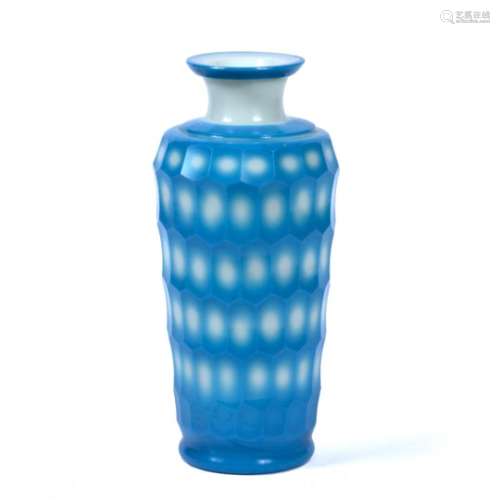 Peking glass vase Chinese, 18th/19th Century the body of ribbed form, decorated in hues of blue
