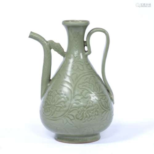 Northern celadon ware Middle Eastern style ewer Chinese, 17th/18th Century the pear shaped body