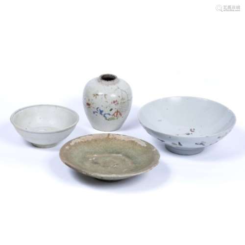 Group of three Captain. M . Hatcher cargo pieces 17th Century to include two bowls largest 16cm