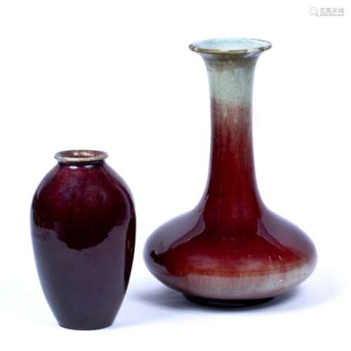 Sang de boeuf vase Chinese, 19th Century 32cm high and a small Chinese, 19th Century, sang de