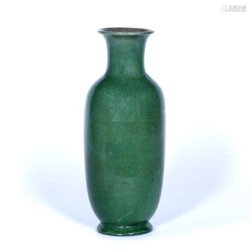 Green monochrome vase Chinese, 19th/20th Century of crackleware glaze and a raised foot 22.5cm high