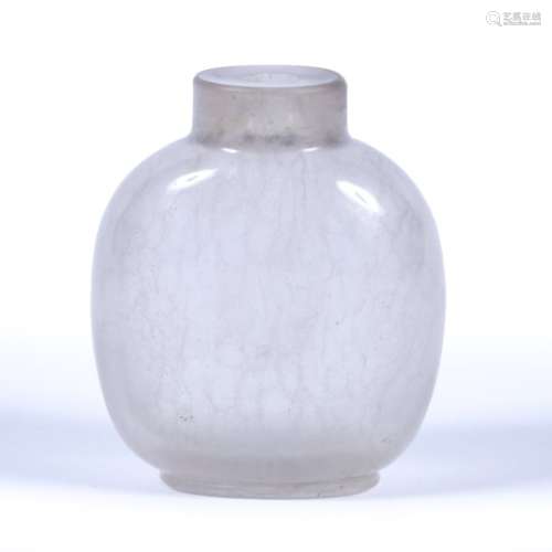 Translucent snuff bottle Chinese possibly rock crystal of simple form on a slightly raised foot