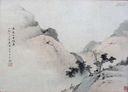 Two landscape studies Chinese, late 19th/early 20th Century watercolour on paper 26cm x 30cm (2)