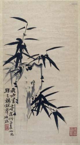 Two bamboo studies the first signed lower right Liu Jian Yu 92cm x 38cm the second signed Zheng Xie,